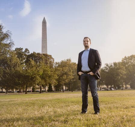 Bundesgesundheitsminister Jens Spahn (CDU) vor dem Washington Monument. Washington, 21.09.2019. Washington USA
