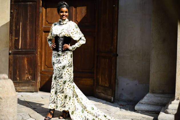 Model Halima Aden attending the Etro show during Milan Fashion Week - Sept 20, 2019 - MFW: Spring 2020 Street Style Day 3, Milan France  Copyright: xValentinaxRanierix VR_MFW20190920110