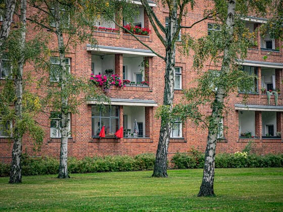 Berlin Mitte OT Wedding; Siedlung Schillerpark, Teil des UNESCO - Weltkulturerbe, Siedlungen der Berliner Moderne, 1924 1930 von Bruno Taut erbaut, liegt zwischen Barfusstraße, Bristolstraße, Corker und Dubliner Straße Berlin Wedding *** Berlin Mitte OT Wedding Schillerpark Estate, part of the UNESCO World Heritage Site, Berlin Modernist Housing Estates, built in 1924 1930 by Bruno Taut, lies between Barfusstrasse, Bristolstrasse, Corker and Dubliner Strasse Berlin Wedding