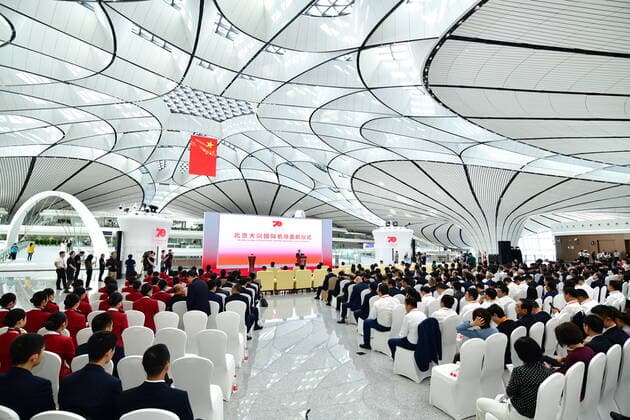 Bilder des Jahres 2019, News 09 September News Themen der Woche KW39 BEIJING, CHINA - SEPTEMBER 25: People attend the Beijing Daxing International Airport Launching Ceremony on September 25, 2019 in Beijing, China. Chinese President Xi Jinping announced the official opening of the Beijing Daxing International Airport on Wednesday.  Copyright: xVCGx CFP111251193261