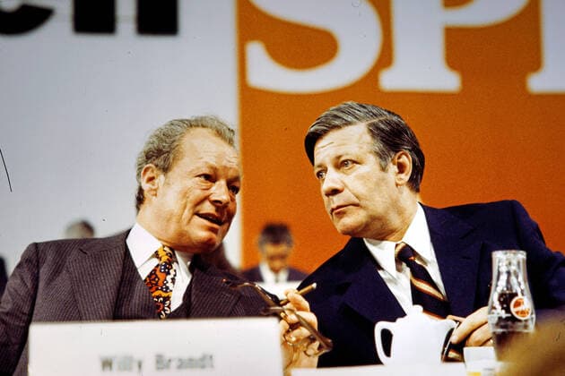 SPD Parteitag 1971 Willy Brandt und Helmut Schmidt ehemalige Bundeskanzler, Deutschland *** SPD Party Congress 1971 Willy Brandt and Helmut Schmidt former Chancellors, Germany