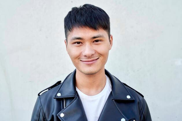 Portrait of confident young man wearing a leather jacket model released Symbolfoto  GEMF03101