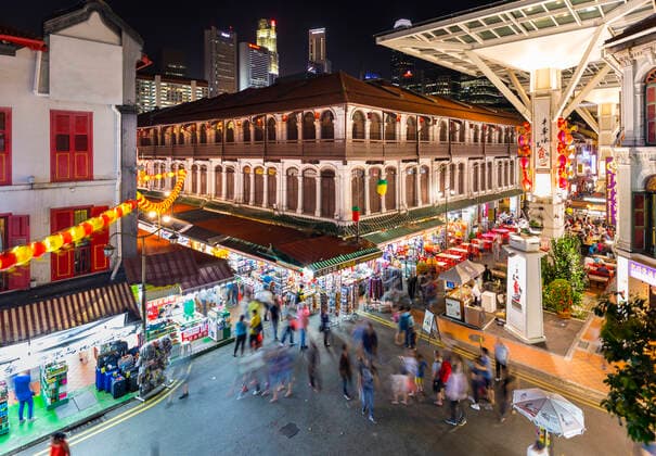 People at night at Chinatown Market, Singapore  HSIF00718