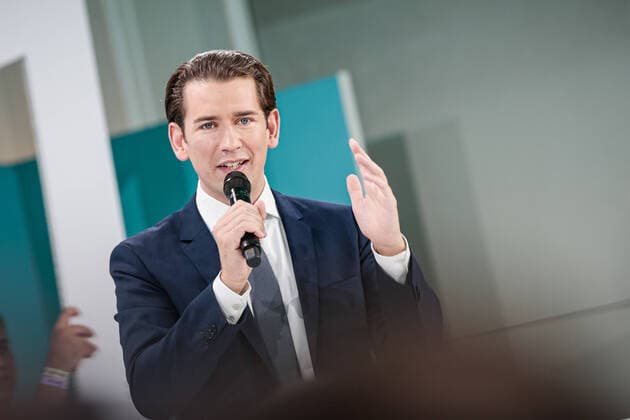 AUT, ÖVP Wahlfeier zur Nationalratswahl 2019 29.09.2019, Hübner Kursalon, Wien, AUT, ÖVP Wahlfeier zur Nationalratswahl 2019, im Bild Sebastian Kurz (OeVP) Austrian Foreign Minister Sebastian Kurz celebrate his Victory due to Austrian general elections 2019 in Vienna, Austria on 2019 09 29,, Österreich