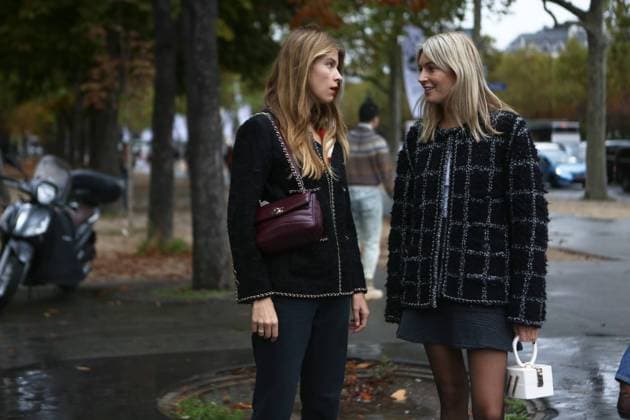Monica de La Villardiere and Camille Charriere attending the Chanel show during Paris Fashion Week -Oct 1,2019- PFW: Spring 2020 Street Style Day 8, Paris France  Copyright: xValentinaxRanierix VRPFWDay820191001_MAS50