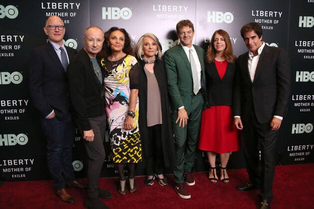 October 7, 2019, New York, New York, USA: RANDY BARBATO, FENTON BAILEY, SHEILA NEVINS, JASON BLUM, DIANE VON FURSTENBERG, NANCY ABRAHAM, DAVID COPPERFIELD at the world premiere of HBO Documentary Film Liberty: Mother of Exiles , .NYIT Auditorium, NYC.October 7, 2019.Photos by , Photos Inc New York USA - ZUMAms4_ 20191007_zaf_ms4_009 Copyright: xSoniaxMoskowitzx