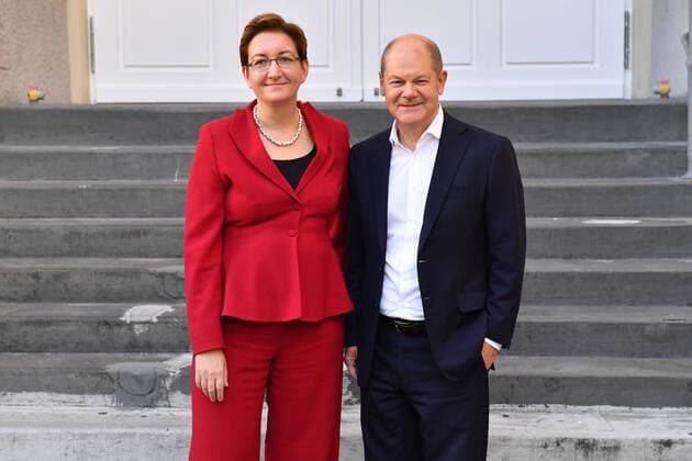 Klara GEYWITZ,Olaf SCHOLZ. Regionalkonferenz zur Praesentation der Kandidatinnen und Kandidaten fuer den SPD Parteivorsitz, Loewenbraeukeller Muenchen am 12.10.2019.