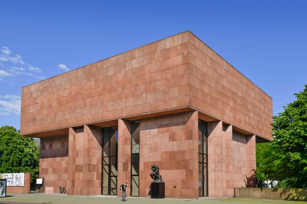 Architektur von Philip Johnson Kunsthalle, Artur-Ladebeck-Straße, Bielefeld, Nordrhein-Westfalen, Deutschland *** Kunsthalle, Artur Ladebeck Street, Bielefeld, North Rhine-Westphalia, Germany