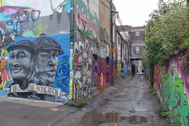 Die sogenannte Graffiti Alley in der Rush Lane im kanadischen Toronto.