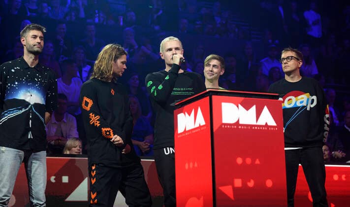 Modtager af prisen som AArets Danske Rocknavn AArets Danske Rocknavn Minds of 99 paa scenen under Danish Music Awards 2019 i K.B. Hallen torsdag den 17. oktober 2019. , Copenhagen Copyright: TorbenxChristensen TorbenxChristensenx COP300 spdk20191017-223032-L