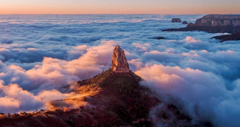 Mount Hayden peak above mist, Grand Canyon. Taken from Point Imperial on the Canyon s North rim, Arizona, USA, September.  1562998 JackxDykinga