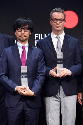 Hideo Kojima und Nicolas Winding Refn bei der Verleihung der Film Festival Cologne Awards 2019 auf dem 29. Film Festival Cologne im E-Werk. Köln, 17.10.2019