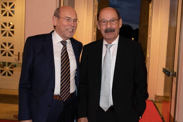 Hannover, Verleihung des Leibniz Ring Hannover an Meeresbiologin Prof.Dr. Antje Boetius, Laudatio Hannes Jaenicke, im Hannover Congress Centrum, Walter Hirche mit Michael Fürst,