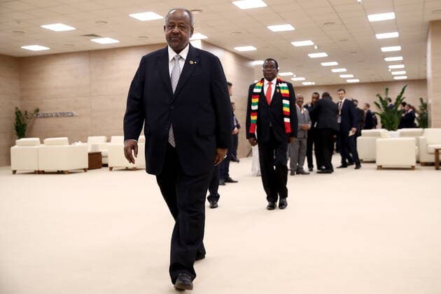 SOCHI, RUSSIA - OCTOBER 23, 2019: Djibouti s President Ismail Omar Guelleh ahead of the official welcoming ceremony for the heads of state and government of states participating in the Russia-Africa Summit at the Sirius Park of Science and Art. Valery Sharifulin TASS Host Photo Agency  TS0C027F