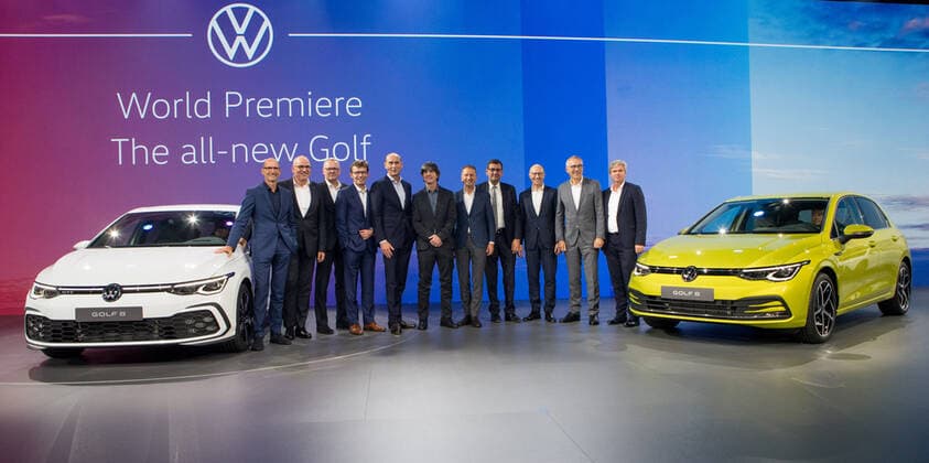 24.10.2019, xtgx, Wirtschaft Auto, Volkswagen - Weltpremiere Vorstellung Golf VIII 8 acht emspor, v.l. Vorstellung des neuen Golf Wolfsburg