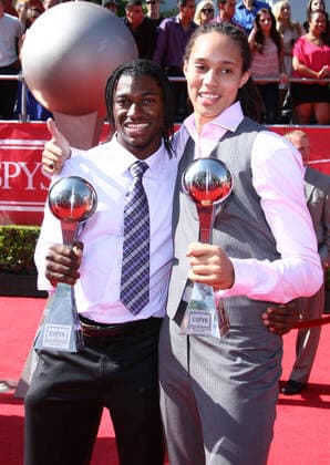 Robert Griffin Iii & Brittney Griner American Footballer And Female Basketball Player 2012 Espys. Arrivals Los Angeles, California, USA 11 July 2012  Copyright: MaryEvansxAllstarxGrahamxWhitbyxBoot 12313263