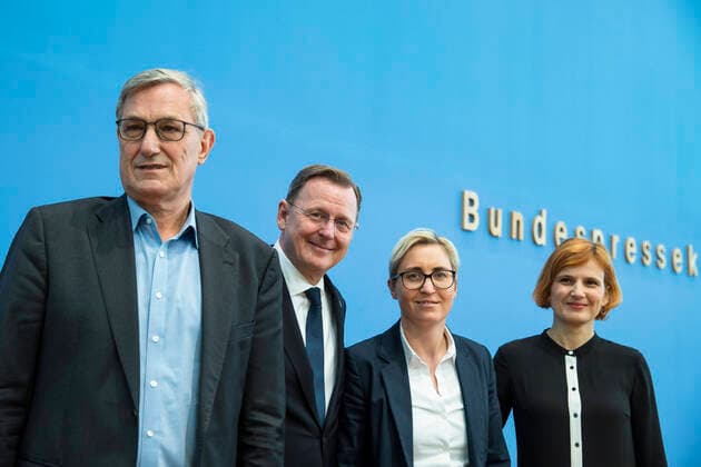 News Bilder des Tages Ministerpraesident von Thueringen Bodo Ramelow und Parteispitze der Linken bei der Bundespressekonferenz in Berlin am 28. Oktober 2019. Landtagswahlen in Thueringen