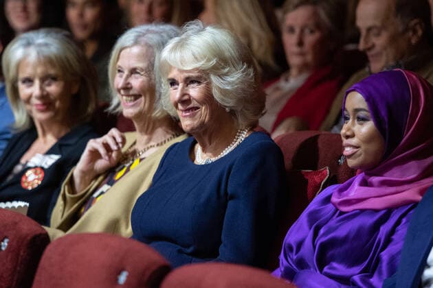 . 28 10 2019. London, United Kingdom. The Duchess of Cornwall with Khadijah Mellah, the first British Muslim woman to win a horserace in the UK at the premiere of Riding A Dream , the film about her in London.  xi-Imagesx IIM-20320-0019