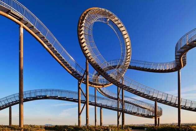 Tiger and Turtle - Magic Mountain auf der Heinrich-Hildebrand-Hoehe im Angerpark, Deutschland, Nordrhein-Westfalen, Ruhrgebiet, Duisburg Tiger and Turtle – Magic Mountain, art installation and landmark in Angerpark, Germany, North Rhine-Westphalia, Ruhr Area, Duisburg BLWS550450 Copyright: xblickwinkel S.xZiesex