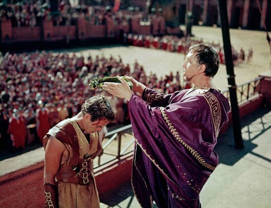 OSCARS. Bester Hauptdarsteller. Preisträger 1951-1960 Charlton Heston & Frank Thring Characters: Judah Ben-Hur, Pontius Pilate Film: Ben-Hur; Ben Hur (USA 1959) Director: William Wyler 18 November 1959  Copyright: MaryxEvansxAFxArchive 12076322 editorial use only