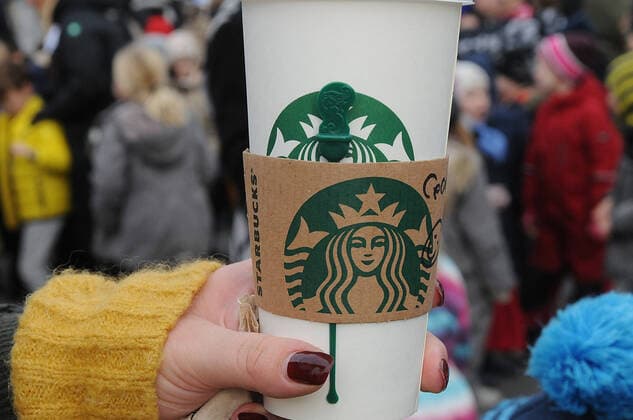 Copenhagen Denmark 31.Octobert 2019 American chain Starbucks caoffee cafe in danish capital Copenahgen.(Photo..Francis Joseph Dean Deanpictures). 