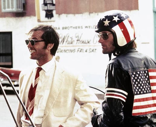 Jack Nicholson & Peter Fonda Characters: George Hanson & Wyatt Film: Easy Rider (USA 1969) Director: Dennis Hopper 08 May 1969 EASYRIDER-SPTI-17.tif  Copyright: MaryxEvansxAFxArchive 12092840 editorial use only