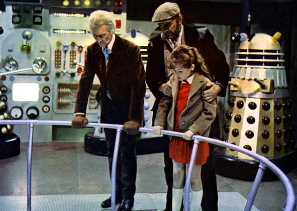Peter Cushing, Andrew Keir, Roberta Tovey & Dalek Characters: Dr. Who,Wyler,Susan & Film: Dr Who, Daleks Invasion Earth 2150 Ad (1966) Director: Gordon Flemyng 05 August 1966  Copyright: MaryxEvansxAFxArchive 12093716 editorial use only