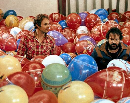 Terence Hill & Bud Spencer Characters: Kid & Ben Film: Watch Out We Re Mad (...ALTRIMENTI CI ARRABBIAMO!) It E 1974, Director: Marcello Fondato 19 August 1974  Copyright: CapitalxAFxArchivexMaryxEvans 12450137 editorial use only
