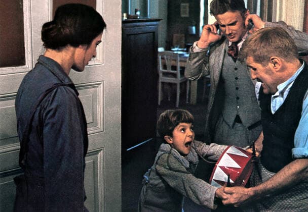 Angela Winkler, David Bennent, Daniel Olbrychski & Mario Adorf Characters: Agnes Matzerath,Oskar Matzerath,Jan Bronski & Alfred Matzerath Film: The Tin Drum; Die Blechtrommel (DE FR PL YU 1979) Literaturverfilmung (Based On The Book By G³nter Grass) Director: Volker Schl÷ndorff 03 May 1979 Die Blechtrommel (Le Tambour, BRD FR PL YU 1978, Regie: Volker Schl?andorff) Angela Winkler, David Bennent (mi.), Daniel Olbrychski, Mario Adorf (re.) schreien, Kind, Junge schreit  Copyright: NewxWorldxPicturesxAFxArchivexMaryxEvans 12451289 editorial use only