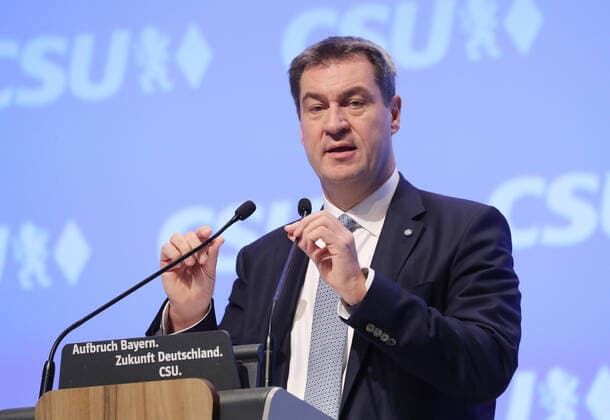 CSU Parteitag 2019 in der Münchner Olympiahalle Dr. Markus Söder Soeder Ministerpräsident des Freistaates Bayern, München Bayern Deutschland Olympiahalle