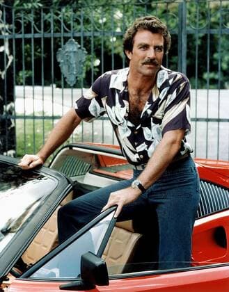 Tom Selleck Characters: Thomas Sullivan Magnum, IV Television: Magnum, P.I. (TV-Serie) Usa 1980-1988, Ferrari 308 Gts 11 December 1980  Copyright: MaryxEvansxAFxArchivexUniversalxTelevision 12465519 editorial use only