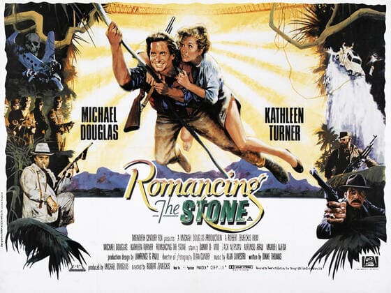 Michael Douglas & Kathleen Turner Poster Characters: Jack T. Colton, Joan Wilder Film: Romancing The Stone (1983) Director: Robert Zemeckis 30 March 1984  Copyright: MaryxEvansxAFxArchivex20xCenturyxFox 12471379 editorial use only
