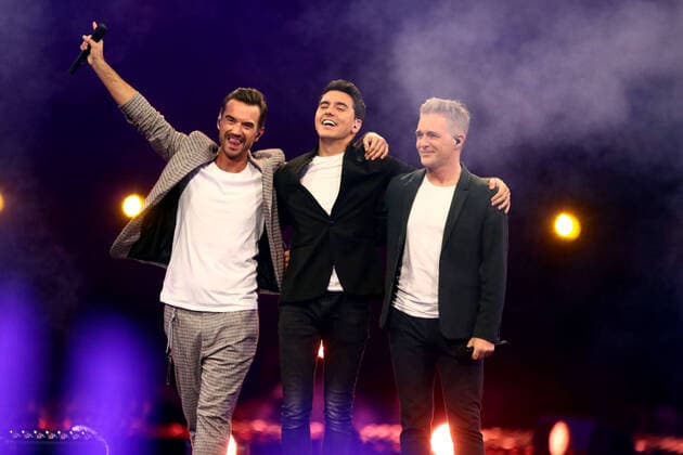 ARD: SCHLAGERBOOOM 2019 - Alles Funkelt! Alles Glitzert! . Sänger Florian Silbereisen , Jan Smit und Christoff de Bolle ( KLUBBB3 ) während der ARD Fernsehshow SCHLAGERBOOOM 2019 - Alles Funkelt! Alles Glitzert! am 02.11.2019 in der Westfalenhalle Dortmund. 20191102BOS0025