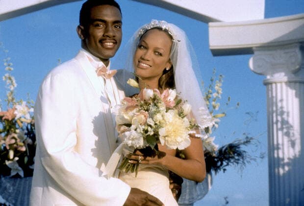 Bill Bellamy & Tyra Banks Characters: Larry Garnett & Holly Garnett Film: Love Stinks (1999) 11 August 1999  Copyright: MaryxEvansxAFxArchivexIndependant 12569439 editorial use only