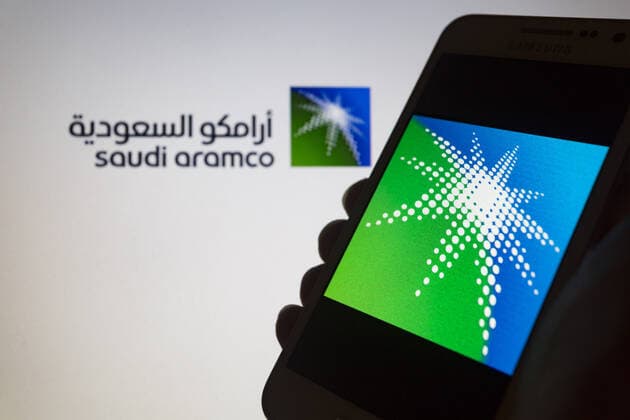 November 4, 2019, Asuncion, Paraguay: Logo of Saudi Aramco (Saudi Arabian Oil Company), a Saudi Arabian national petroleum and natural gas company, is seen on a smartphone screen. Asuncion Paraguay - ZUMAc217 20191104_zip_c217_004 Copyright: xAndrexM.xChangx
