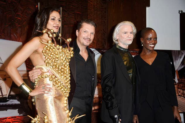 Francisca Urio, Hardy Krüger jr., Hermann Bühlbecker und Florence Kasumba bei der Vernissage von African Moods zur Präsentation vom Lambertz Fine Art-Kalender 2020 in der Südafrikanischen Botschaft. Berlin, 06.11.2019