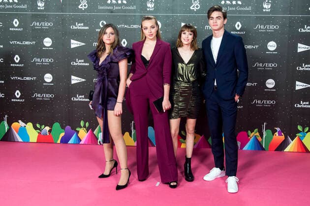 Nicole Wallace, Irene Ferrero, Alba Planas und Gabriel Guevara bei der Verleihung der LOS40 Music Awards 2019 im WiZink Center. Madrid, 08.11.2019 Nicole Wallace, Irene Ferrero, Alba Planas, Gabriel Guevara