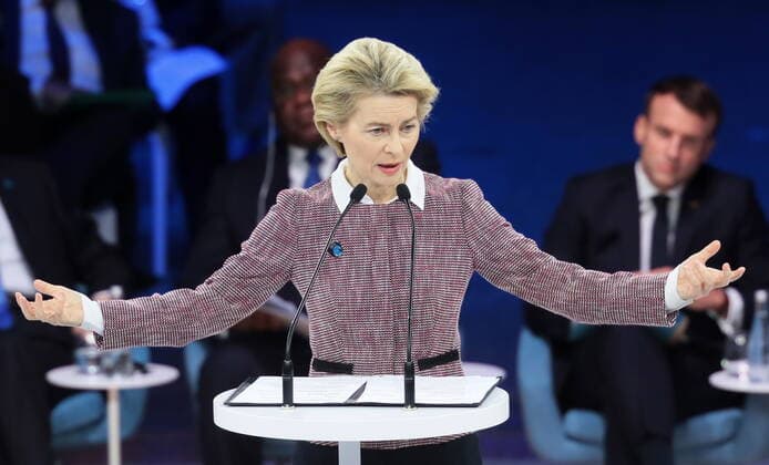 Bilder des Jahres 2019, News 11 November News Themen der Woche KW46 PARIS, FRANCE - NOVEMBER 12, 2019: Ursula von der Leyen, president-elect of the European Commission, speaks at the 2nd Paris Peace Forum at La Villette. Vitaliy Belousov POOL TASS  TS0C2AC9