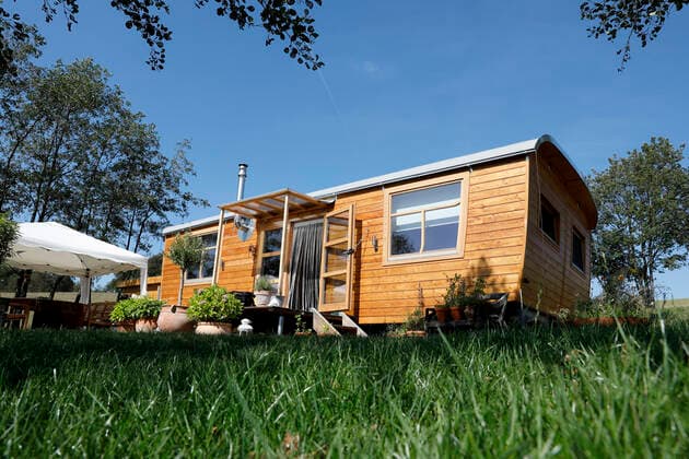 22.08.2019 Marienheide Tiny Haus auf einem Campingplatz . *** 22 08 2019 Marienheide Tiny House on a camping site