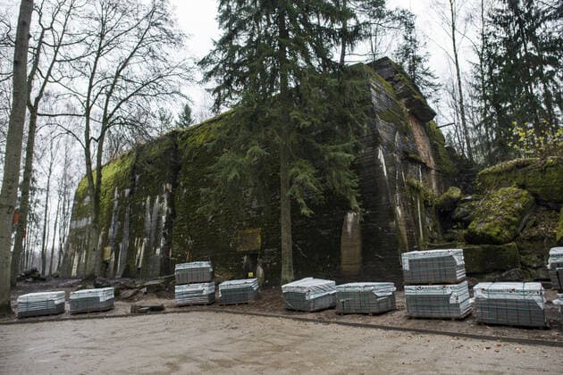 November 13, 2019, Ketrzyn, Warminsko Mazurskie, Poland: New pavings outside Hitler s bunker seen in the Wolf s Lair complex in Srokowo forest..After a sensational article published by the BBC that the management of the Wolf s Lair was planning to build an amusement park at the headquarters of Adolf Hitler, which could change into a Nazi theme park , this information was immediately denied. Authorities claimed, it s alongside renovations, which will see the run down buildings restored as well as the addition of a restaurants and entrance building, also new walking paths are planned to be build..The Wolf s Lair (German: Wolfsschanze; Polish: Wilczy Szaniec) was Adolf Hitler s first Eastern Front military headquarters in World War II. Three security zones surrounded the central complex where the Fuhrer s bunker was located. In total, Hi - ZUMAs197 20191113_zaa_s197_159 Copyright: xAttilaxHusejnowx