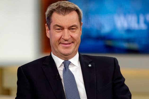 Markus Söder 2019-11-15, Berlin, Deutschland Markus Söder (CSU), Parteivorsitzender und Ministerpräsident des Bundeslands Bayern, zu Gast bei Anne Will im Ersten Deutschen Fernsehen. Thema der Talkrunde: Zwischen Konjunkturflaute und Klimaschutz - wie sicher ist Deutschlands Wohlstand?