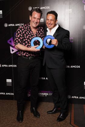 SCREEN MUSIC AWARDS 2019, Dan Luscombe and Antony Partos pose after winning the Feature Film Score of the Year category at the annual Screen Music Awards at Forum Melbourne in Melbourne, Wednesday, November 20, 2019. ( NO ARCHIVING, EDITORIAL USE ONLY, NO USE IN BOOKS WITHOUT CONSENT MELBOURNE VIC AUSTRALIA  Copyright: xSTEFANxPOSTLESx 20191120001433780521