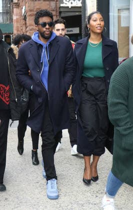 November 20, 2019 Chadwick Boseman, Taylor Simone Ledward at Build Series to talk about new movie 21 Bridges in New York.November 20, 2019. Copyright: xRWx