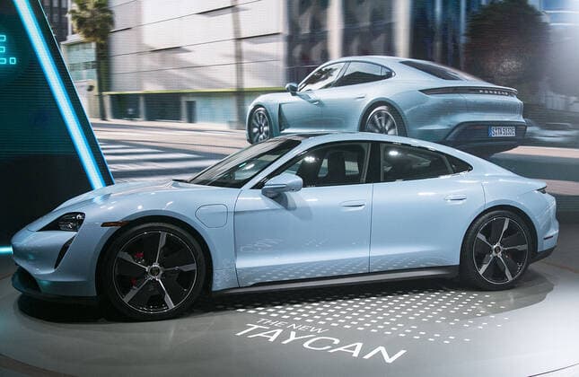 November 20, 2019, Los Angeles, California, United States of America: The Porsche Taycan 4S is unveiled at Automobility L.A. on Wednesday November 20, 2019 at the Los Angeles Convention Center in Los Angeles, California. Clippers defeats Celtics, 107-104 in overtime. ARIANA RUIZ PI Los Angeles United States of America - ZUMAp124 20191120_zaa_p124_074 Copyright: xArianaxRuiz Pix