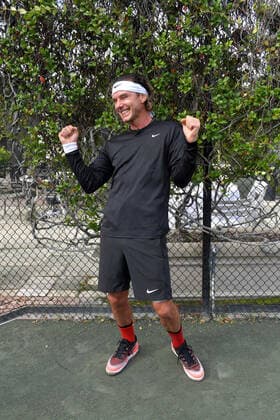 BOCA RATON, FL - NOVEMBER 22: Gavin Rossdale playing Tennis at The Boca Raton Resort Tennis Center for the 29th Annual Chris Evert Raymond James Pro-Celebrity Tennis Classic, on November 22, 2019 in Boca Raton, Florida...People: Gavin Rossdale Boca Raton United States Of America - ZUMAs214 20191122_zba_s214_145 Copyright: xSMGx