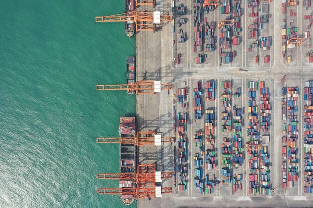 (191124) -- BEIJING, Nov. 24, 2019 -- Aerial photo taken on Nov. 23, 2019 shows a container terminal at Qinzhou Port in south China s Guangxi Zhuang Autonomous Region. The Qinzhou Port has been increasing its investment in large-scale, purpose-specific and intelligent container terminals. The port s cargo throughput between January and October this year reached about 59.87 million tonnes. ) XINHUA PHOTOS OF THE DAY CaoxYiming 