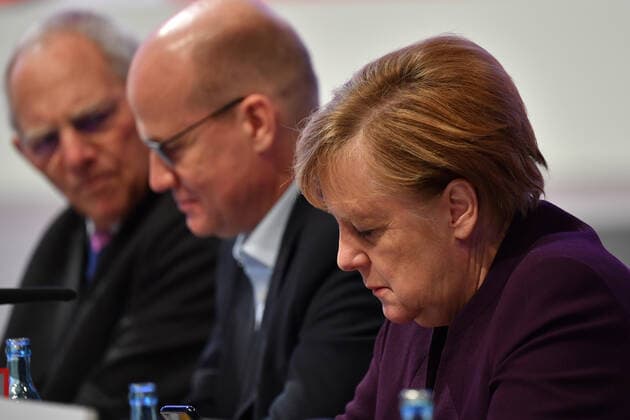 Bundeskanzlern Angela MERKEL, Ralph BRINKHAUS, Wolfgang SCHAEUBLE: Portraet,Portrait,Porträt. 32.Parteitag der CDU Deutschlands am 22.11.2019,Congress Centrum Leipzig, *** Federal Chancellors Angela MERKEL, Ralph BRINKHAUS, Wolfgang SCHAEUBLE Portrait,Portrait,Portrait 32 Party Congress of the CDU Germany on 22 11 2019,Congress Centrum Leipzig,