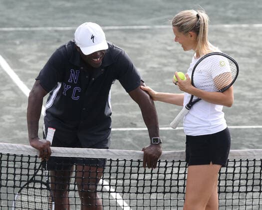 DELRAY BEACH, FL - NOVEMBER 24: Seal and his new slovenija tennis pro girlfriend Tina Hojnik have a tender private moment on a side court after they participated in the 30TH Annual Chris Evert Pro-Celebrity Tennis Classic presented by Chase Private Client at Delray Beach Tennis Center on November 24, 2019 in Delray Beach, Florida..People: Seal, Tina Hojnik Delray Beach United States Of America - ZUMAs214 20191124_zba_s214_018 Copyright: xSMGx