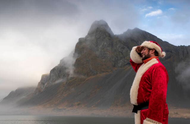 Santa Claus in an icelandic landscape model released Symbolfoto  DAMF00199