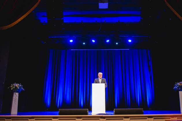 NATIONAL MODEL UNITED NATIONS KONFERENZ ERFURT 28 11 2019 - Erfurt: Bundespräsident Frank-Walter Steinmeier bei seiner Rede während der National Model United Nations Konferenz in Erfurt am 28. November 2019. _________________